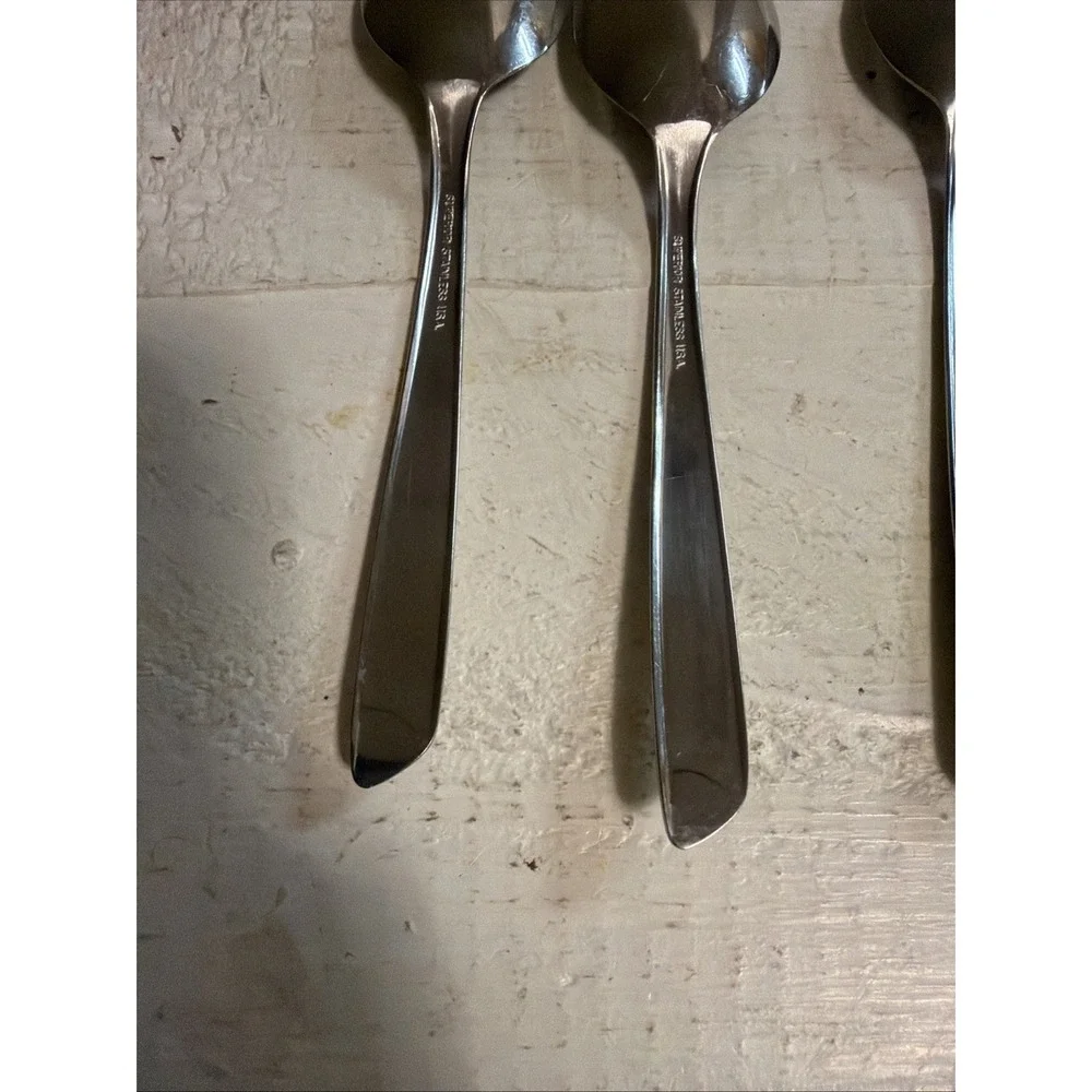 Set of 8 Superior NIGHT SKY pattern stainless oval place soup spoons 6 7/8